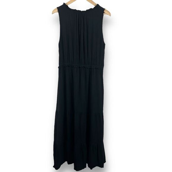 Kirundo Women's XL Sleeveless Blouson Maxi Dress Solid Black Casual Summer Basic - Picture 2 of 9